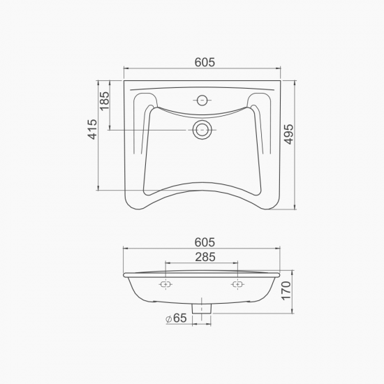 Νιπτήρας Μπάνιου ΑΜΕΑ Κρεμαστός 60x50cm Cerastyle 017100-U Λευκός